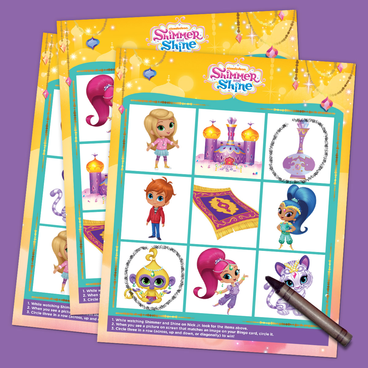 Shimmer and Shine TV Bingo Printable